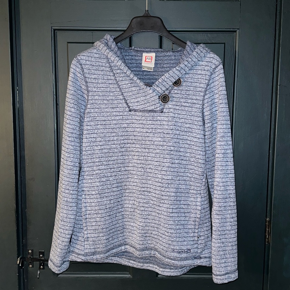 Avalanche hooded sweater blue stripe size M